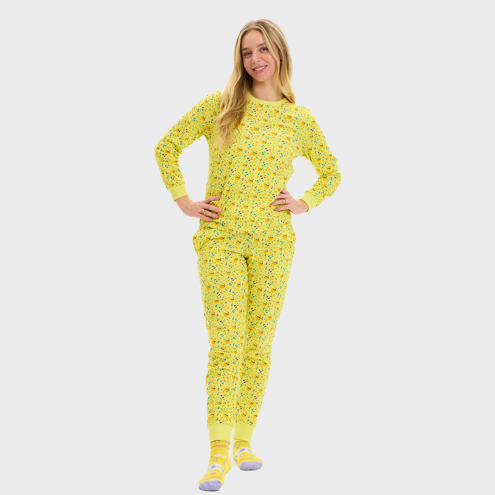 Påskekyllingens Påskepyjamas Gul - Dame.